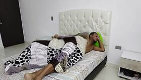 i go rest with my stepdad and since hes naked i start touchin him to get horny and ride his delicious cock part 1