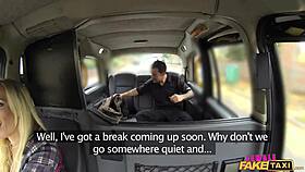 in a dirty british taxi, the fake female driver gargles coppers cum while orgasming on european streets