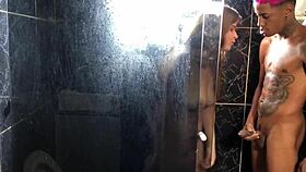 Young Guy's Steamy Bathroom Encounter with Friend's Aunt