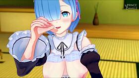 Rem guides your handjob in romantic re zero