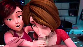 Damn! Cass and Helen milfs rock in animated action
