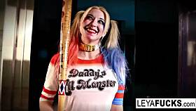 Blonde pornstar Leya takes giant cock and cumshot in ass