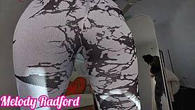 sheer gym tights showing ass and boobs in bedroom