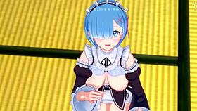 Rem guides your handjob in romantic re zero