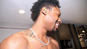 black ebony amateurs engage in a quick threesome with natural tits and monster cocks