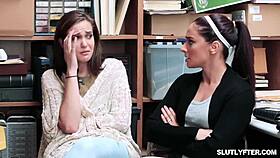 violet spice submits and obeys officer marcelos every command in the office.