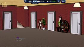 playing harem hotel 99 game in a cozy room