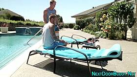 Want to see the muscular gay athlete get a facial blowjob outdoors?