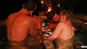 Hot tub bareback assfucking orgy