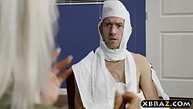 Halloween office party turns into intense sex with the busty boss and her massive cock