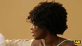 Ebony woman enjoys interracial creampie pleasure