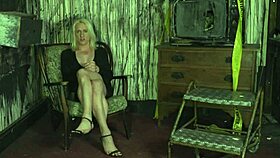 Boldly transforming into a big-titted blonde shemale whore