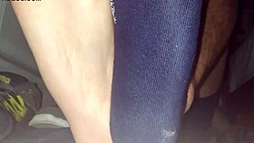 blue sweaty socks and barefeet with cumshot 😍