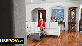 Stepson Fucks Blonde Stepmom Anytime, Even During Work With Boss In Taboo Roleplay