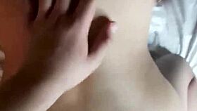 The delicious feeling of my friend's monster cock in my ass makes me orgasm intensely.