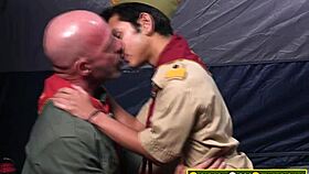 Scout masters adam snow and ace banner ferociously take scout boys damien grey and serg shepards virginity in the woods