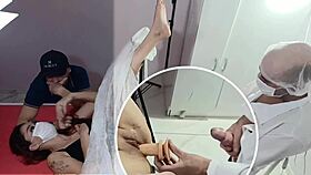 Cuckold husband takes wife to intense gynecologist session