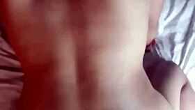 The delicious feeling of my friend's monster cock in my ass makes me orgasm intensely.