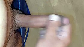 Gay guy masturbating in hotel, ejaculating cum on floor