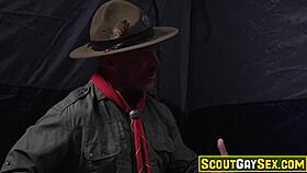 Scout masters adam snow and ace banner ferociously take scout boys damien grey and serg shepards virginity in the woods