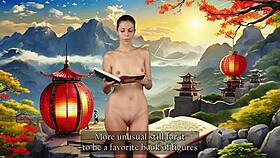 brunette reads the art of war introduction while naked