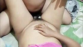 The indonesian babysitter got caught by her boss while the wife was at work, and he licked her pussy before fucking her hard until she squirted.