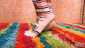 Keeani's fun little 18+ socks match her shaved and hairless style perfectly