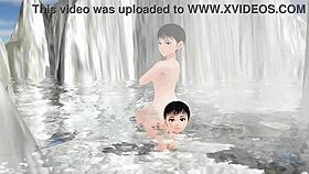 leo anime girl tries mixed bath in secret hot spring without towel