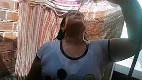 I watch the latina maid shake her big ass, her tits bouncing, making my cock so hard