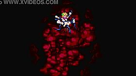 In this cartoon anime, Kuromaru battles DQ5 in an epic showdown.