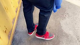 I am a petite supermodel meeting this huge black cock outdoors.