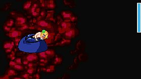 In this cartoon anime, Kuromaru battles DQ5 in an epic showdown.