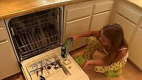 April slowly undresses and toys her tight pink pussy