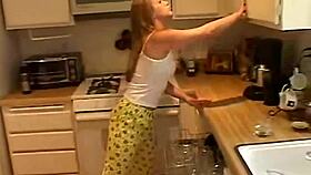 April slowly undresses and toys her tight pink pussy