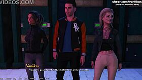 i watch two young sluts sharing one cock in public outdoor hentai threesome