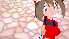 may haruka congratulates you for being a good trainer in this anime hentai