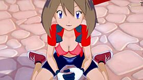 may haruka congratulates you for being a good trainer in this anime hentai