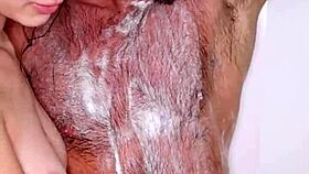 Alfiecinematic and Aria Sloane share a relaxing shower moment in their homemade cinema setup.