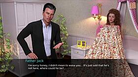 Redhead teen nearly caught nursing father Jack's pleasure in homemade 3D game