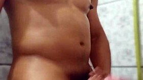 Gay Amateur Masturbates in Bathroom Solo Session