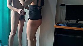 Hot Asian secretary blows boss in cosplay. 😏