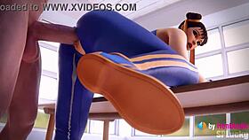 Chun-Li takes a big creampie in standing doggystyle, leaking in Street Fighter 3D animation