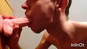Gay Twink Joe Nuts Feels Deep Emotion Giving His New Dildo a Homemade Deepthroat Blowjob.