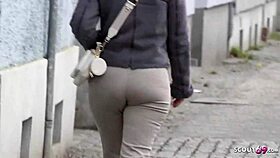 Lydiamaus96, the german teen with big butt and saggy tits, gets rough fucked in public casting.