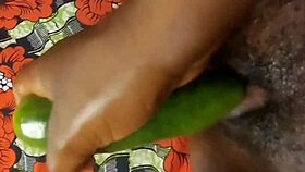 Cyndy Blackslave Cucumber Fuck With Squirt - Ebony Pussy Squirting In BDSM Close-Up