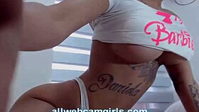 Cute horny camgirl masturbates shaved pussy and fingers asshole on live cam show