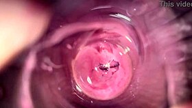 Camera dives deep into Mia's creamy tight pussy for a close view