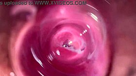 Camera dives deep into Mia's creamy tight pussy for a close view