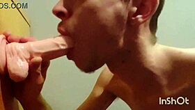 Gay Twink Joe Nuts Feels Deep Emotion Giving His New Dildo a Homemade Deepthroat Blowjob.