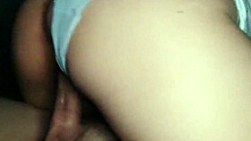 Fat latina milf rides cock bent over in city center